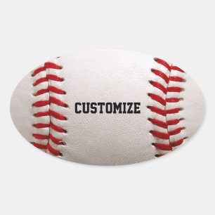 Sticker Ovale Baseball avec texte personnalisable