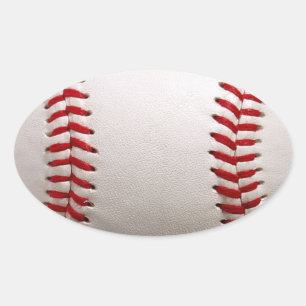Sticker Ovale Baseball et Softball Classiques Couture Rouge