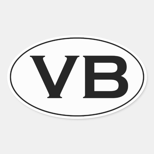 Sticker Ovale Basic Black and White VB Virginia Beach Oval Logo (Devant)