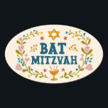 Sticker Ovale BAT MITZVAH floral à la main Juif personnalisable<br><div class="desc">Texte dessiné à la main et flûtes par moi pour vous. Idéal pour un bat mitzvah. Pour plus de designs et de couleurs,  consultez ma boutique ! Ou dites-moi si vous voulez quelque chose de personnalisé. Demandez si vous ne trouvez pas ce dont vous avez besoin ! :)</div>