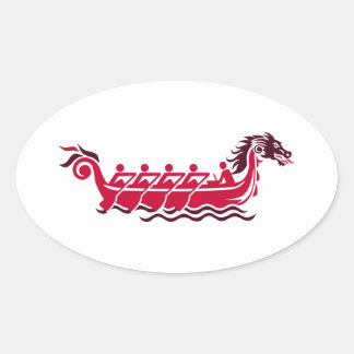 Sticker Ovale Bateau de dragon