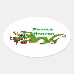 Sticker Ovale Bateau Dragon Paddle Harder