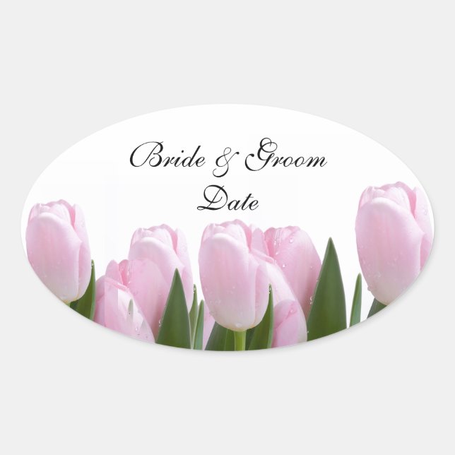 STICKER OVALE BÂTISSEURS DE SCELLULES DE MARIAGE DE TULIP ROSE (Devant)