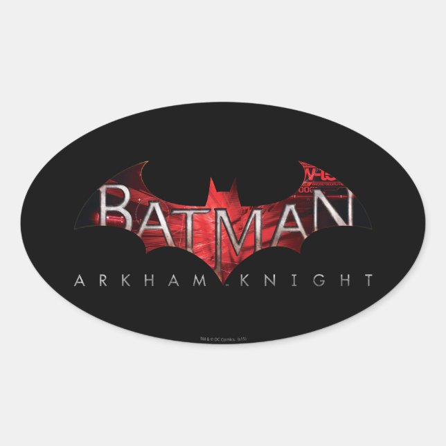 Sticker Ovale Batman Arkham Knight Logo rouge (Devant)