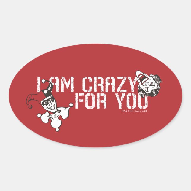Sticker Ovale Batman Valentine | Joker & Harley - Crazy For You (Devant)