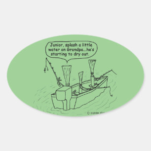 Sticker Ovale Bâton ovale des roseaux de pêche