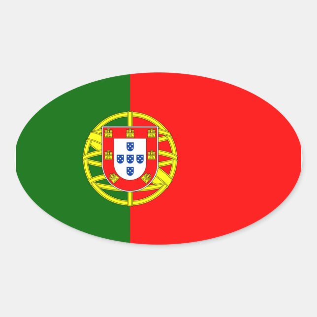 Sticker Ovale Bâton ovale du drapeau du Portugal (Devant)