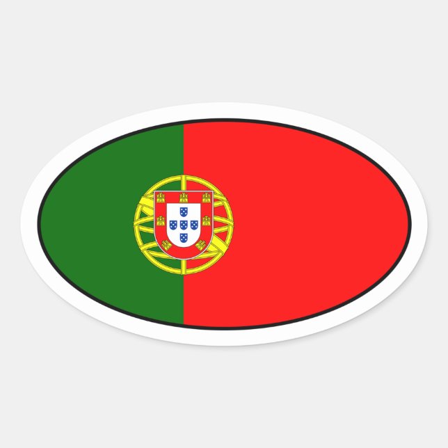 Sticker Ovale Bâton ovale du drapeau du Portugal (Devant)
