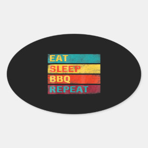 Sticker Ovale BBQ Barbecue Grillades Cadeau Dormir BBQ