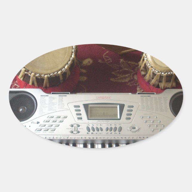 Sticker Ovale Beau Coin Créatif : Tapisserie musicale (Devant)