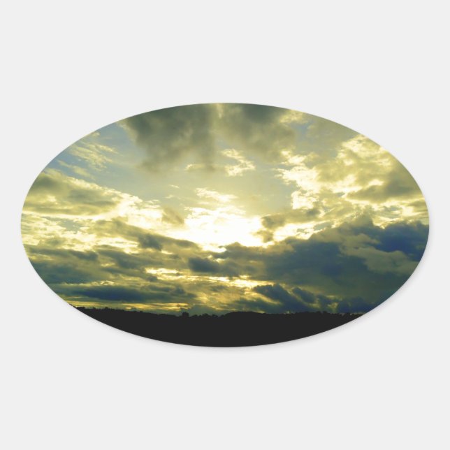 Sticker Ovale Beau coucher de soleil paysage Pittoresque Art pho (Devant)