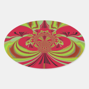 Sticker Ovale Beau design jaune rouge. Code vecteur d'inspiratio