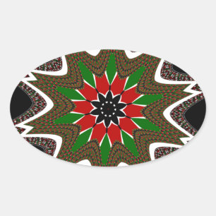 Sticker Ovale Beau Motif Culturel Géométrique Kenya