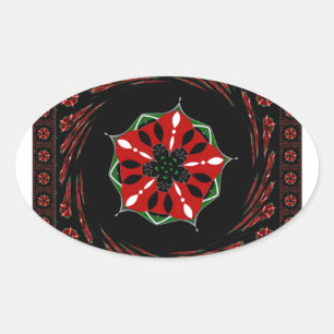 Sticker Ovale Beau rose Bleu Blanc Coeurs d'amour Design