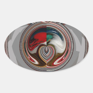 Sticker Ovale Beaux Coeurs de Noël Fêtes Couleurs de saison