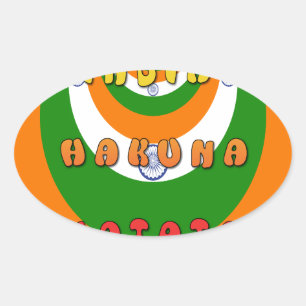 Sticker Ovale Beaux drapeaux nationaux de l'Inde Couleurs Hakuna