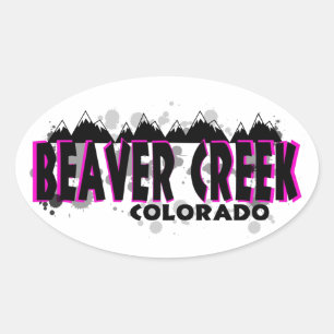 Sticker Ovale Beaver Creek grunge rose au néon le Colorado