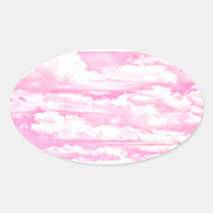 Sticker Ovale Bébé Rose Joyeux Nuages Décor