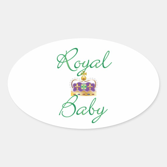 Sticker Ovale Bébé royal avec pourpre et couronne or (Devant)