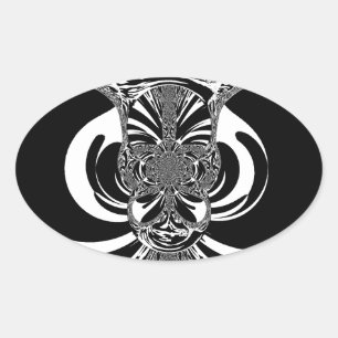 Sticker Ovale Belle Afrique extraordinaire blanche noire Imprime