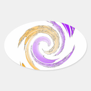 Sticker Ovale Belle Art Moderne Design : Tourbillon violet et or