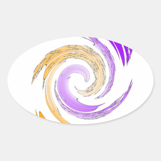 Sticker Ovale Belle Art Moderne Design : Tourbillon violet et or (Devant)