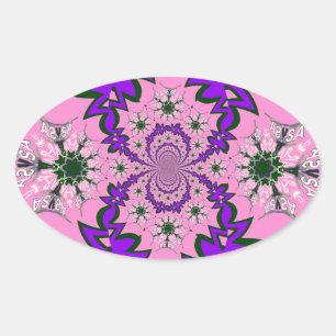 Sticker Ovale Belle Bébé rose Floral Purple Shade Motif Art