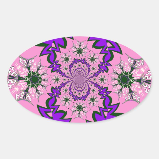 Sticker Ovale Belle Bébé rose Floral Purple Shade Motif Art (Devant)