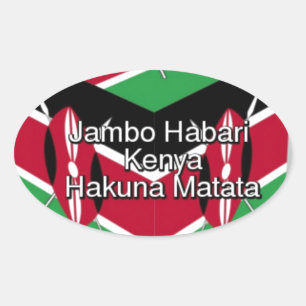 Sticker Ovale Belle Belle Cube Kenyane Drapeau avec salutation