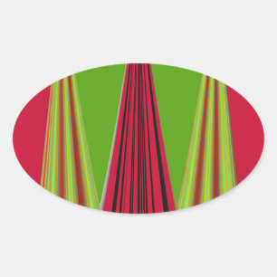 Sticker Ovale Belle conception d'art fractal jaune rouge