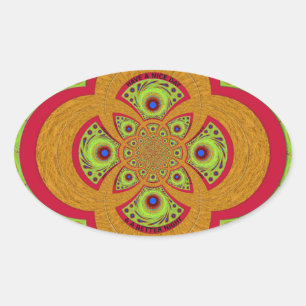 Sticker Ovale Belle conception de Motif mandala africain extraor