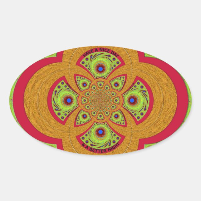 Sticker Ovale Belle conception de Motif mandala africain extraor (Devant)