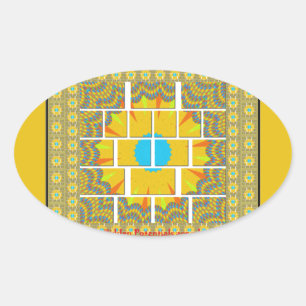 Sticker Ovale Belle conception graphique extraordinaire jaune or
