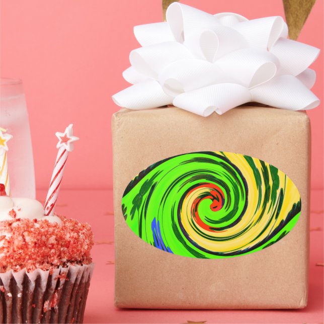 Sticker Ovale Belle Extraordinaire vague d'été vague de couleurs (Fête)