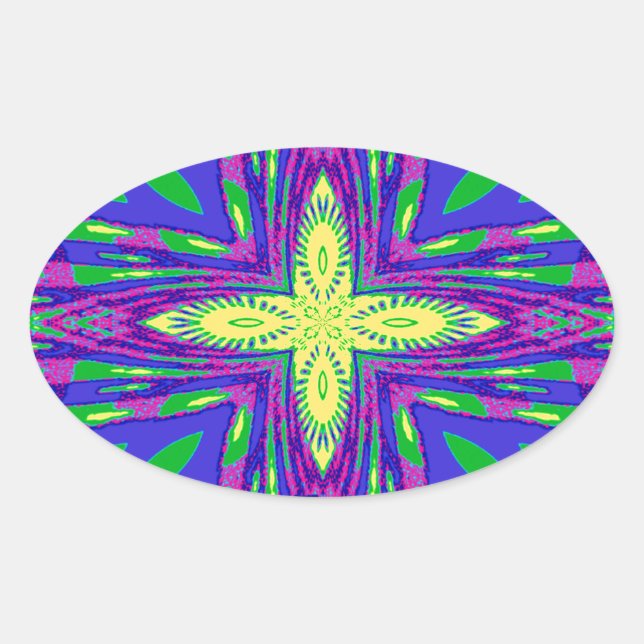 Sticker Ovale Belle Oeuvre Tropicale Hakuna Matata Kanga. (Devant)