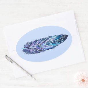 Sticker Ovale Belle plumes