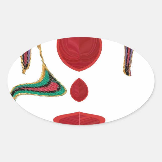 Sticker Ovale Belles couleurs rouge, blanc, violet, vert texture (Devant)