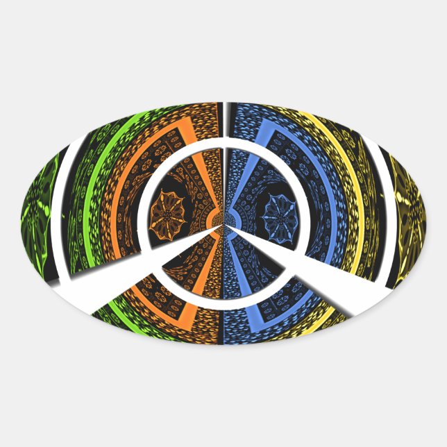 Sticker Ovale Belles illustrations circulaires africaines coloré (Devant)