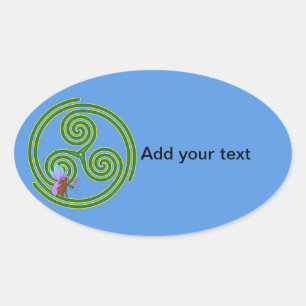 Sticker Ovale Beltane Triskele avec Fairy