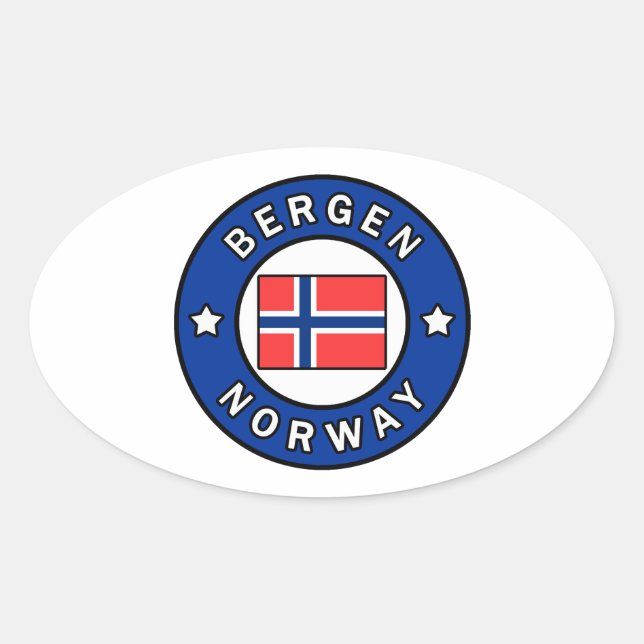 Sticker Ovale Bergen Norvège (Devant)