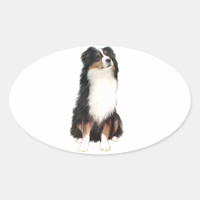 Sticker Ovale BERGER AUSTRALIEN (A) - Tri Color (Devant)