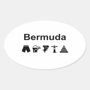 Sticker Ovale Bermudes Icônes Monotone Couleur claire