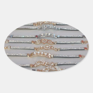 Sticker Ovale Bijoux en Chaîne de Diamants Décorés Éblouissants