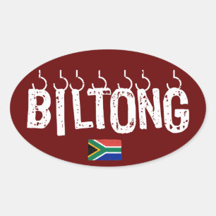 Sticker Ovale Biltong Afrique du Sud Lekker Nourriture Sec Wers 
