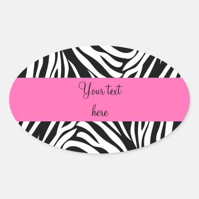 Sticker Ovale Black and White Zebra with Hot Rose (Devant)