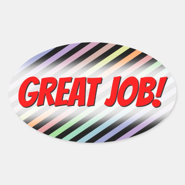 Sticker Ovale Black & Pastel Coloured Lines Motif + BEAU TRAVAIL (Devant)