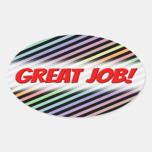 Sticker Ovale Black & Pastel Coloured Lines Motif + BEAU TRAVAIL