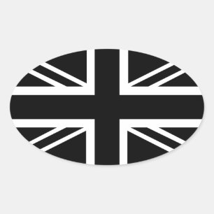 Sticker Ovale BLack & White Classic Union Jack British(UK) Flag