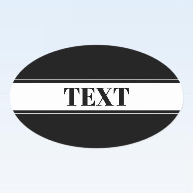 Sticker Ovale Black & White Custom Name Stripe (Créateur téléchargé)