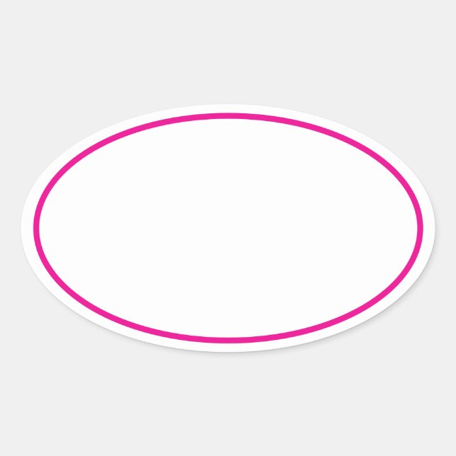 Sticker Ovale Blanc vierge simple avec bordure rose chaud (Devant)